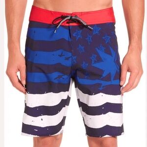 Volcom Mens Mod-Tech American Flag Board Shorts 32 Stars Stripes Red White Blue
